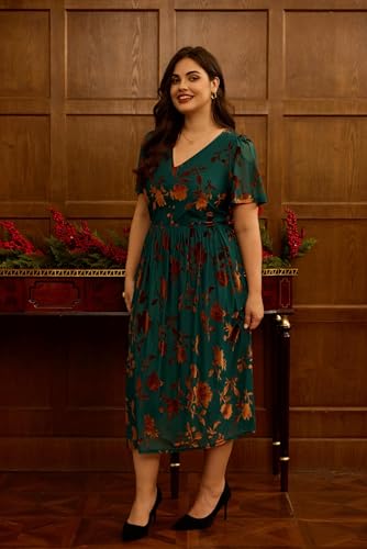 Image of TIYOMI Plus Size Velvet Dress for Women Formal Cocktail Satin Dresses for Wedding Guest XL-5XL (14W-28W)