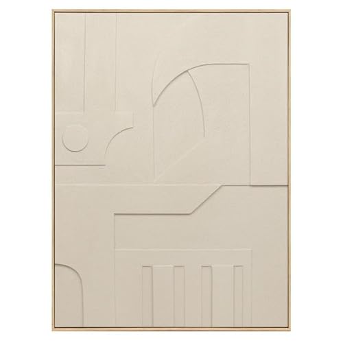 DRW Abstraktes Reliefbild in Beige und Grau, 120 x 90 x 3,8 cm