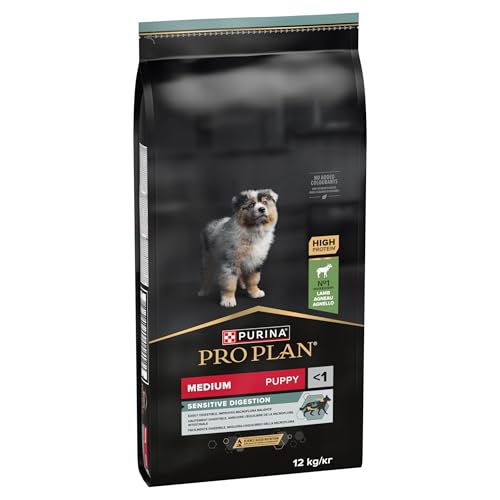 Pro Plan PURINA PRO PLAN Medium Puppy Sensitive Digestion, Welpenfutter trocken, reich an Lamm, 1er Pack (1 x 12 kg)