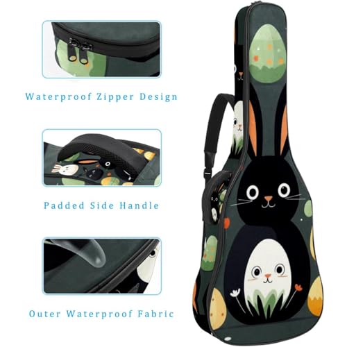 Housse guitare acoustique imperméable au motif œuf de lapin multicolore