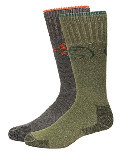 Ducks Unlimited Full Cushion Marl Merino Wool Blend Boot Socks, Green/Black, (L) W 9-12/M 9-13, 2 Pair