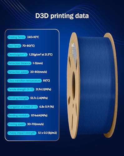 Image of DURAMIC 3D PETG Filament 1.75mm Blue, 3D Printing Filament 1kg Spool(2.2lbs), Blue Filament 1.75mm Dimensional Accuracy + /- 0.05 mm Non-Tangling Non-Clogging Non-Stringing