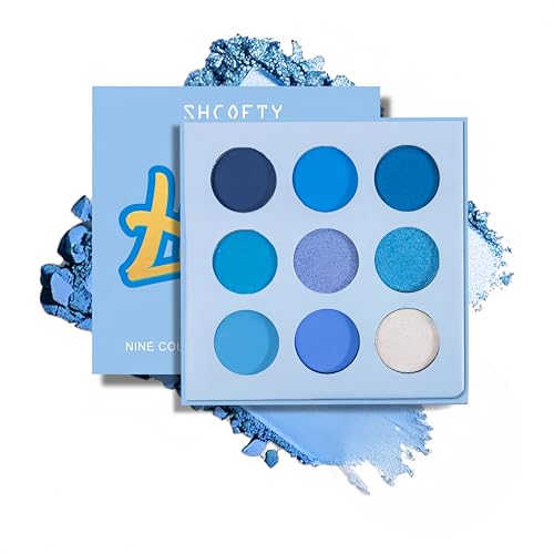 Bili Biliard Eyeshadow Palette 9 Colors Blue Purple Eyeshadow -Cool Toned Makeup Palette Matte and Shimmer Finishes - Highly Pigmented Eye Makeup Long Lasting Waterproof Makeup Palette. (blue)