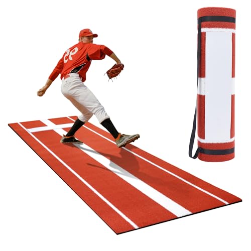 HOYWOUL Softball Pitching Mat with Anti-Fade Turf, 10'x3' Baseball Softball Pitching Mound with...