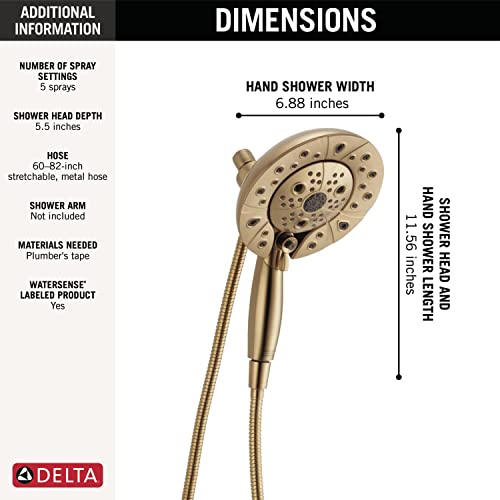 Image of DELTA FAUCET 58480-CZ-PR-PK Universal Showering Components Combo, Champagne Bronze, 1.75 GPM Water Flow