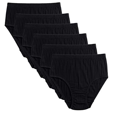 KNITLORD Women's Plus Size Underwear Cotton 6 Pack Comfort Briefs Panties (3XL, Black 6pk) Cover
