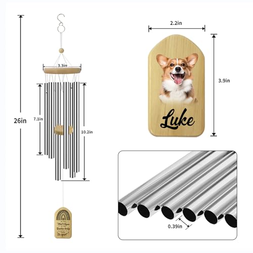 Image of ASTARIN Personalized Pet Memorial Wind Chime, Pet Remembrance Gift to Honor and Remember a Dog, Cat, or Other Pet, Premium Customized Metal Wind Chime, Black