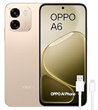 OPPO A6 4G - Smartphone Libre con IA, 6GB RAM+256GB, Batería 6500 mAh, Carga Rápida 45W, Pantalla LCD HD+ 120Hz, IP69, Cámara 50MP AI, Dual SIM, Versión Española - Dorado