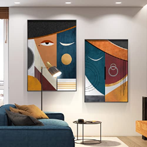 Póster caras abstractas para decorar la sala de estar con un juego de 3 lienzos modernos 2