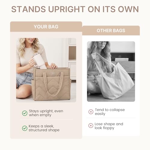 Image of G4Free Tote Bag for Work, Lightweight Structured Large Tote Handbag with Multi-Compartment and 40oz Cup Holder for Women