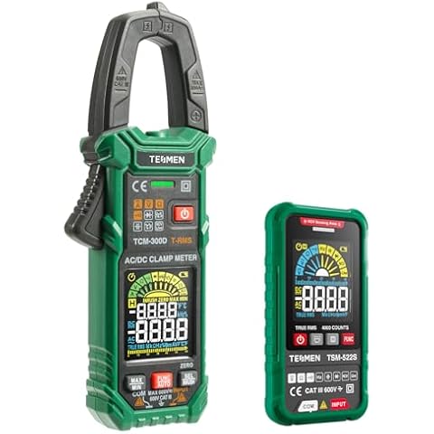 TESMEN TCM-300D Smart Digital Clamp Meter with TSM-522S Digital Multimeter Bundle, Ideal for a Variety of Projects, Measures AC/DC Current and Voltage,NCV,Inrush,Resistance and Continuity Cover