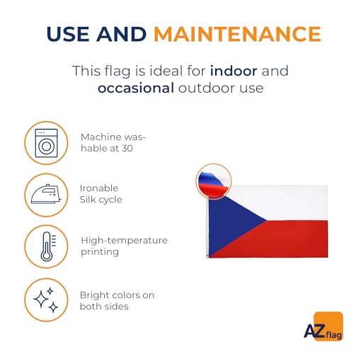Image of AZ FLAG - Czech Republic Flag - 3x5 Ft - 100D Polyester Czech Banner with Two Metal Grommets - Fade Resistant - Vivid Colors - 3' x 5' Feet - 150x90 Cm