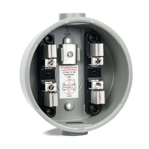 100 Amp 4 Jaw Meter Base Meter Socket 240v 3 Wire Ringless Type with Horn Bypass Meter and Cover Plate For Overhead Underground Feed (0.75 inch)