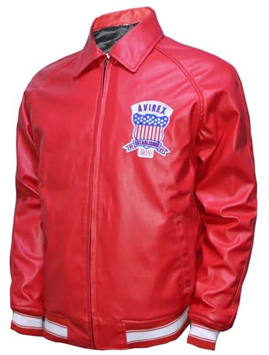 R'FAY Collection US Military Red Bomber Faux Leather Jacket2