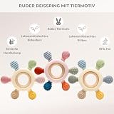 CAJA Beißring Baby BPA freie Zahnungshilfe und Beißspielzeug aus Silikon und Holz Greifring mit Tiermotiv Geschenkidee zur Geburt Sicheres Babyspielzeug für Jungen und Mädchen