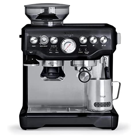 Sage Appliances the Barista Express Espressomaschine mit Milchaufschäumer, Siebträgermaschine, SES875BKS, Glänzend Schwarz , 1850 Watt Cover
