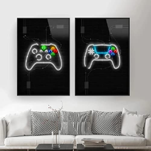 Toile Peinture Abstraite Video Gaming Grand Format 60x80cm sans Cadre