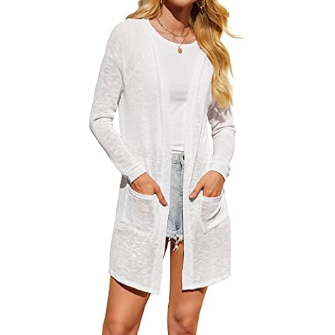 ACEVOG Women's Casual Lightweight Open Front Cardigans Soft Draped Ruffles Cardigan Cover