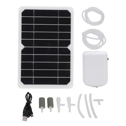 Aeratore per Laghetto Solare, Ossigenatore per Laghetto Ricaricabile, Silenzioso e Impermeabile da 2000 mAh per Acquari e Coltura