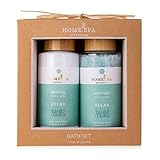 accentra Wellnessgeschenkset HOME SPA, Pflegeset mit 100ml Badeöl und 110g Badesalz, nachhaltig in Papier-Geschenkbox verpackt, optimales Geschenk für Geburtstag, Weihnachten und viele mehr