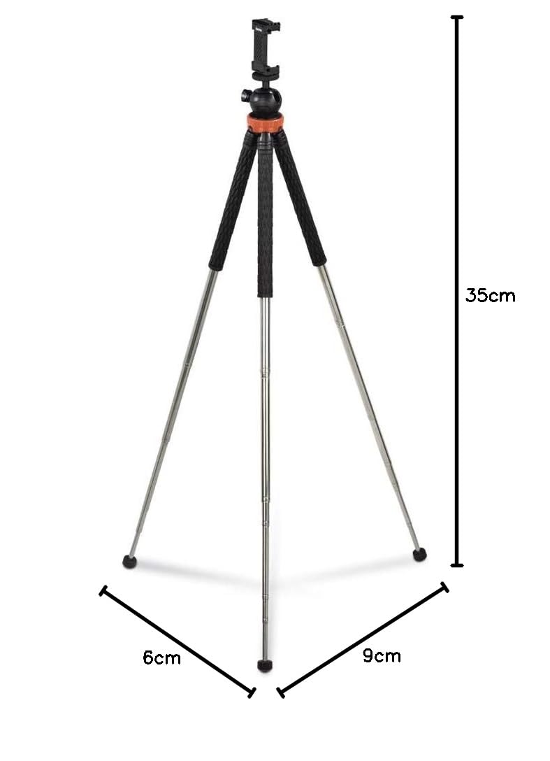 HAMA - Treppiedi Traveller Pro, nero (23-105 cm), per foto-smartphone-GoPro, testa a snodo