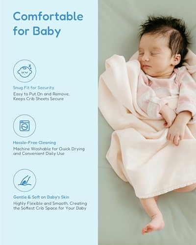 Image of Crib Sheets 2 Pack, Fitted Crib Sheet for Standard Crib Mattress 28x52x9, Ultra Soft Jersey Knit, Breathable Stretchy Deep Pocket, Snug Fit Stays Put, Baby Crib Mattress Sheet