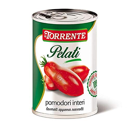 24 x POMODORI PELATI LA TORRENTE 400 GR BARATTOLO LATTINA SUCCO POMODORINI 100%