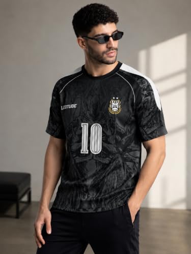 Image of LEOTUDE Men's Fire Flame and Skull Graphic Printed Oversized Polyester