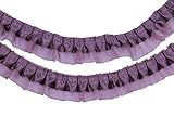 YYCRAFT Pack of 5y Two Tone Satin Organza Lace Edge Trim 1.5 Inch Wedding Ribbon Sewing Halloween Decoration-Rose Pink