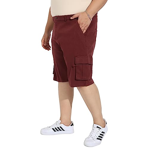 Image of Instafab Plus Men's Cargo Shorts for Casual Wear | 6 Pockets | Plus Size Fit | Button Closure | Cotton Poly Cargo Shorts Crafted with Comfort Fit for Everyday Wear