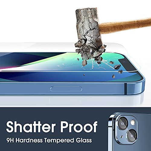 Image of amFilm Screen Protector OneTouch Compatible with iPhone 13, iPhone 13 Pro (6.1 inch, 2021) Tempered Glass and Camera Lens Protector, Edge to Edge Full Coverage Easy Installation Kit, Plastic, 2+2 Pack
