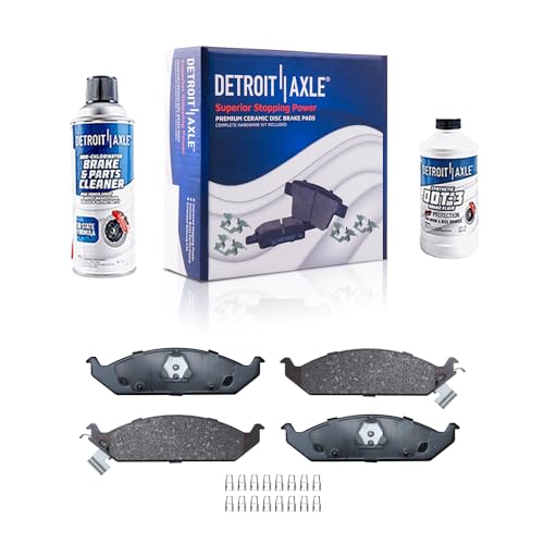 Image of Detroit Axle - Front Ceramic Brake Pads with Hardware Set Replacement for 1996-2000 Chrysler Cirrus Sebring Dodge Stratus Plymouth Breeze - 4pc Set