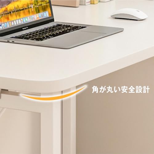 HARRYXUE 折りたたみデスク パソコンデスク PC 机 おしゃれ 勉強机 幅100×奥行50cm 北欧風 キャスター付き テーブル モニターアーム対応 学習机 desk 在宅ワーク 寝室 組立簡単 ホワイト [4]