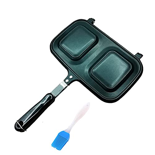 AMIGOYO ホットサンドメーカー 具だくさんホットサンドメーカー ダブル 2点セット フッ素加工 直火 ガス火専用 耳付食パン対応 2枚焼き キャンプ 家庭