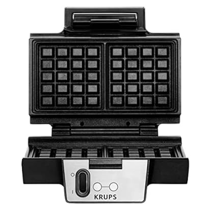 Krups Waffeleisen FDK251, Doppelwaffeleisen, 2 Belgische Waffeln gleichzeitig, Antihaftbeschichtete Platten, für rechteckige, sicher dank isoliertem Griff, 850W, 6x12x12cm, Schwarz – Bild 3