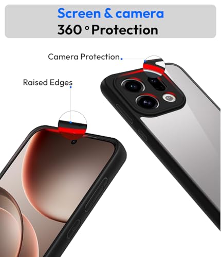 Image of KAPAVER Essential Back Cover Case Compatible with Oppo Find X9 (PC+TPU) (Oppo Find X9 - Black)