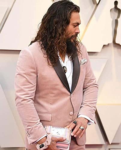 Men's Velvet Two-Piece Suit Black Shawl Lapel Two Buttons Tuxedos Jacket & Pants Groom Prom Party Wedding4