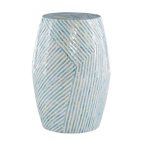 Linon Westly Mosaic Capiz Wood Drum Table In Light Blue #TOP22