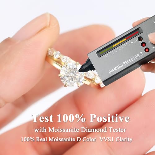 Moissanite Wedding Ring Bridal Set for Women 3.3CTTW(2CT Center) Round Cut 9K Gold Plated 925 Sterling Silver Wedding Band Engagement Rings for Her3