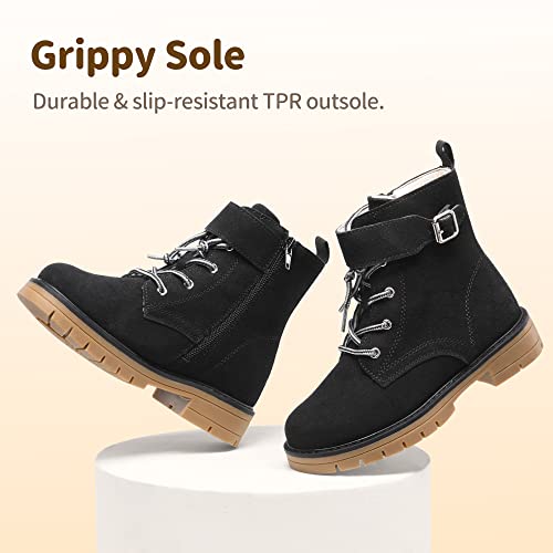 DREAM PAIRS Boys Girls Lace-up Combat Ankle Work Boots with Side Zipper(Little Kid/Big Kid)2