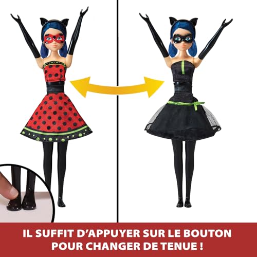 Bandai Miraculous Poupée Ladybug Transformation Poupée 26 cm Qui se transforme en Lady et Bug Jouet Miraculous Poupée articulée avec 2 Tenues Jouet Enfant et + P50414 - vue 3