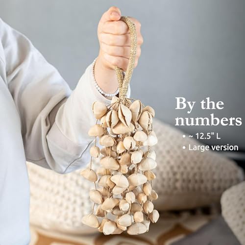 Sonic Energy Kenari Nussschalen Shaker – Ca. 32 cm – Soundeffekt-Instrument für Therapie und Percussion – Mit Handgelenkband (SKRL)