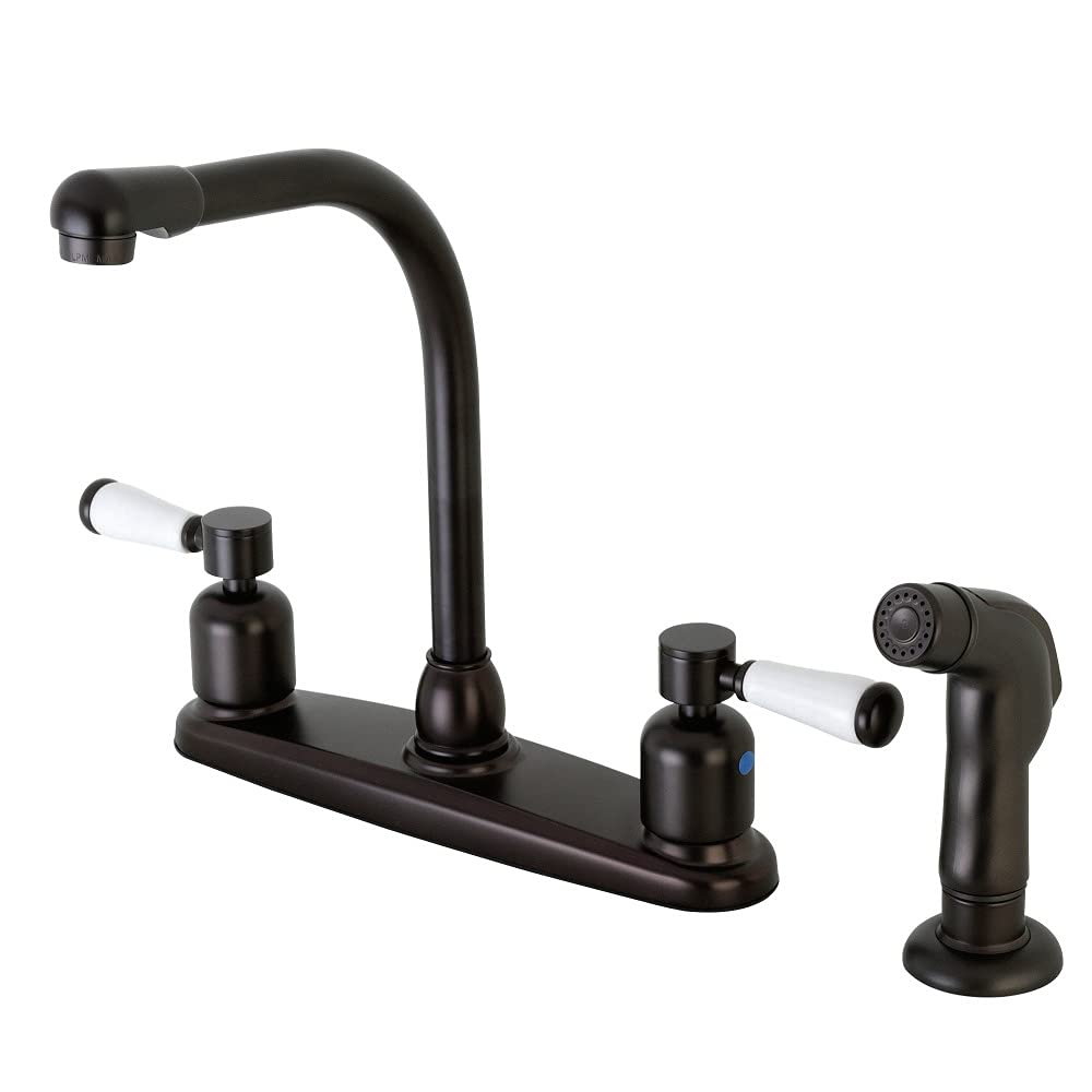 Kingston Brass FB755DPLSP Paris 8-Inch Centerset Kitchen Faucet with Sprayer, Oil Rubbed Bronze