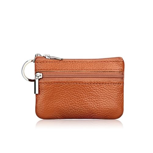 Delle donne Della Moneta Del Genuino Portafogli Femminili Regali Personalizzati Ragazze Cerniera Portamonete 2PCS marrone cuoio