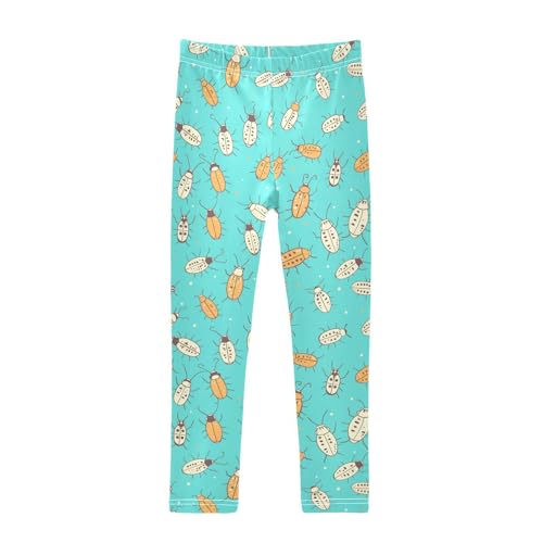Wusikd Cute Insects Girls' Leggings Toddler Doodles Lines Kids Yoga Pants Dance Active Tights 4T