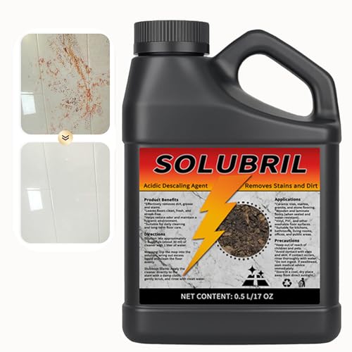 Solubril Tile Cleaner – Floor & Tile Cleaner for Limescale, Rust, Yellowing Tiles, Toilet Stains, Construction Residue – Multi-Surface Deep Cleaning Solution (1PCS)