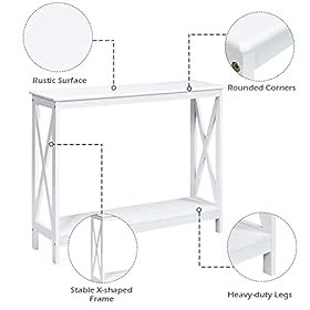 Giantex Console Table 2-Tier with Storage Shelf,X-Design Bookshelf Narrow Accent Table for Entryway Hallway Living Room…
