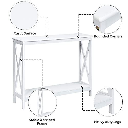 Giantex-Console-Table-2-Tier-with-Storage-ShelfX-Design-Bookshelf-Narrow-Accent-Table-for-Entryway-Hallway-Living-Room-Sofa-Side-Table-White