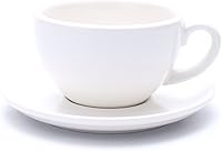 Vista 17 de Taza de arte de café con leche de cerámica y platillo para café con leche y capuchino, ideal para cafetería y barista (Naranja mate, 10.5 oz)