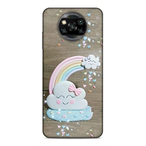 Image of Printed Mobile Back Hard Case Cover for Xiaomi Poco X3 | Smiley Cloud, Colourful Heart, Clay Art rainbow-2179